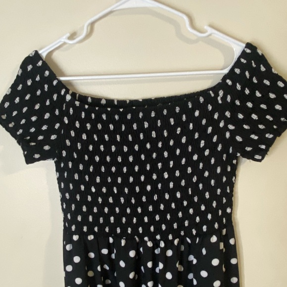 Black Polka Dot Off-Shoulder summer maxi Dress  side slits  XL New without tags - Picture 6 of 10